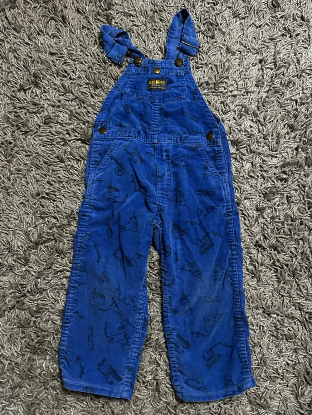 Vintage Papertag Osh Kosh B'Josh Corduroy Overalls With Tool Pattern SIze 4T